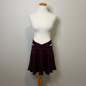 Victoria's Secret Burgundy‎ Cutout Skirt High Waist Cutout Mini Flared A-Line XS